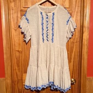 FREE PEOPLE Santiago Embroidered MiniDress Ivory XS